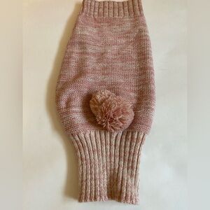 Pink Knitted Dog Sweater with Pom Pom